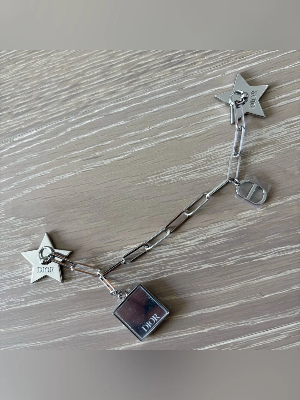 Dior Silver-Tone Star & Logo Charm Chain Phone strap